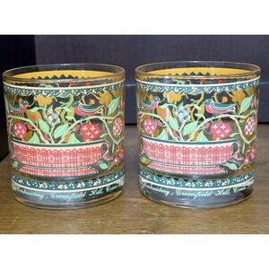 2 George Briard Old Fashion Glasses 10 Oz Appliqué and Embroidery Vintage